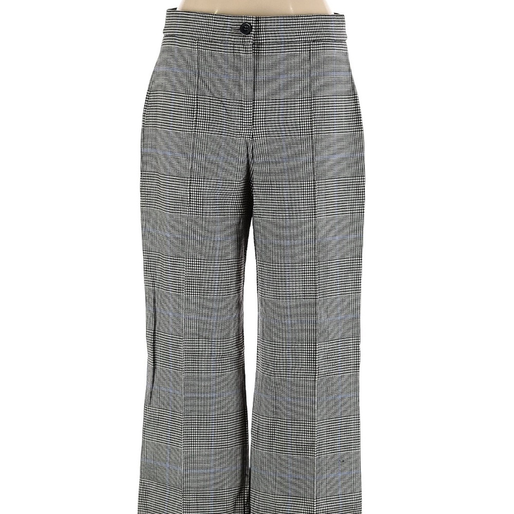 Theory Black and White Checkered Wide Leg Pants
